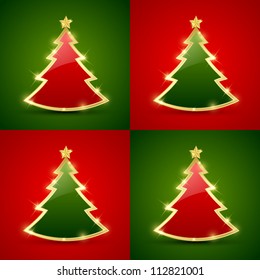 Simple golden and glossy Christmas tree seamless pattern