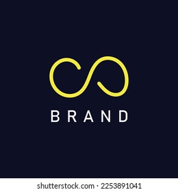 Simple Golden Infinity Line Art Logo Design