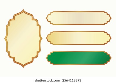 simple golden Islamic frames background . luxury golden colorful arabic islamic text box