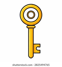 A simple golden key icon representing security, access, and unlocking potential in digital and physical contexts.