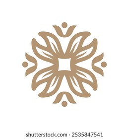 Diseño simple del logotipo del patrón del mandala de la flor de la hoja de oro