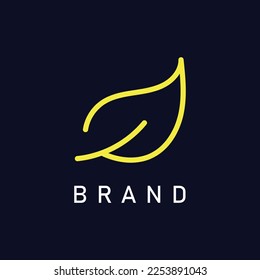 Simple Golden Leaf Line Art Logo Design