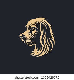 simple golden leonberger dog cute pet logo vector illustration template design