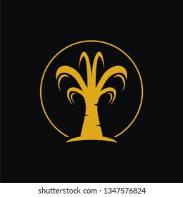 simple golden palm tree silhouette logo