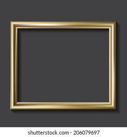 Simple golden picture frame, vector illustration