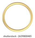 Simple golden ring forming a perfect circle on a white background, representing concepts like eternity, infinity, wedding, commitment, and precious metal