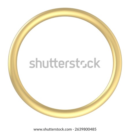 Simple golden ring forming a perfect circle on a white background, representing concepts like eternity, infinity, wedding, commitment, and precious metal