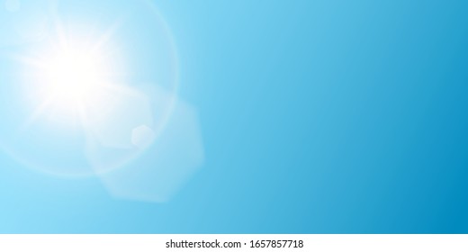 Sencillo sol dorado brillando sobre fondo azul con halo arco iris y flor hexagonal