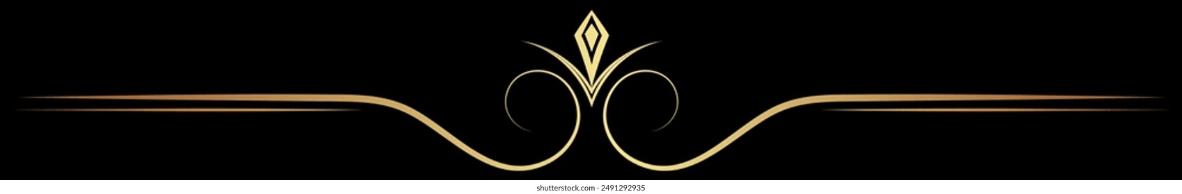 Simple golden vintage lines. Gradient gold color. Abstract elements.