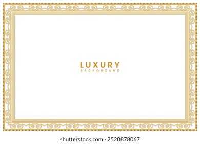 simple Golden vintage wedding invitation card islamic certificate border line pattern illustration frame 