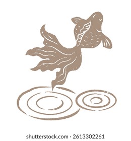 Simple goldfish and water ripples silhouette Japanese style