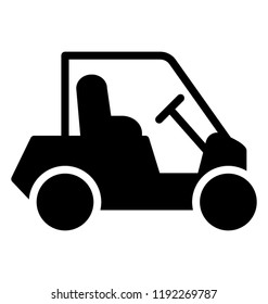 A simple golf cart or golf buggy glyph icon image  