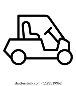 A simple golf cart or golf buggy line icon image  