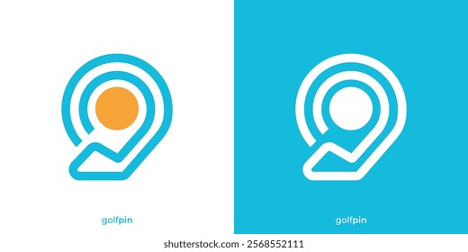 Simple Golf Pin Logo. Golf Stick and Pin Map Point Place Location Icon Graphic. Golf Place Logo Design Template.