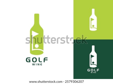 simple golf sport with wine bottle logo vector design