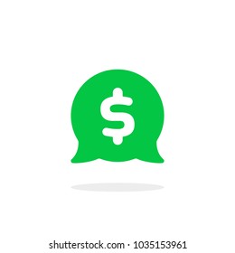 simple good deal bubble logo. concept of fintech consultant or chatbot for ecommerce and profitable bargain. flat style trend modern unity green logotype graphic design isolated on white background