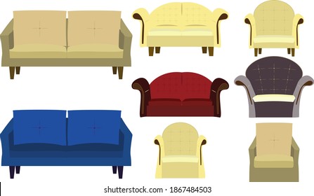 Simple, gorgeous and cute sofa illustration