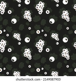 Simple gothic style wallpaper design. Eyes and leaves.