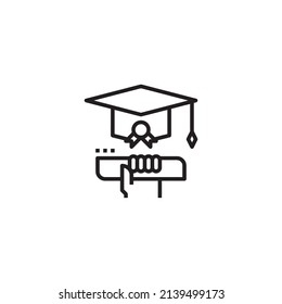 simple gown and diploma line icon