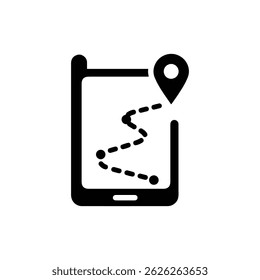 Dispositivo GPS simple con el icono del marcador del rastro y del Pin