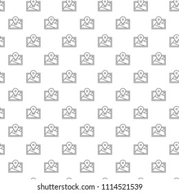 Simple gps, location, route map, navigator seamless pattern with various icons and symbols on white background flat vector illustration