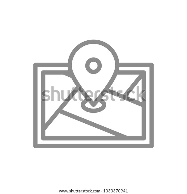 Simple gps, location, route map, navigator\
line icon. Symbol and sign vector illustration design. Isolated on\
white background