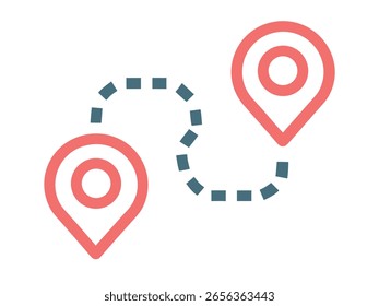 Pino de mapa de GPS simples com ilustração de design de vetor de linha de rota