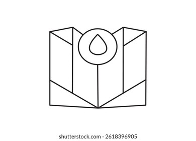 Simple gps navigation icon showing a map and pinpoint marker in minimal line art style on white background