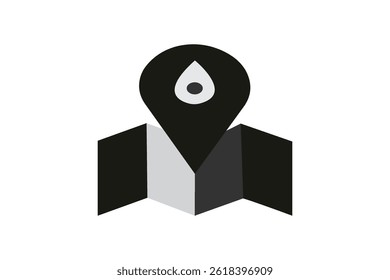 Simple gps navigation icon showing a map and pinpoint marker in minimal line art style on white background