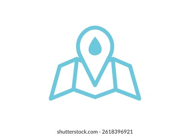 Simple gps navigation icon showing a map and pinpoint marker in minimal line art style on white background