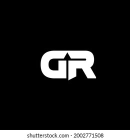 simple GR logo white black background