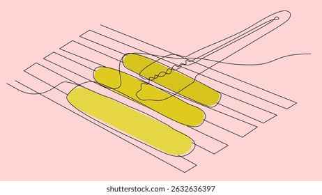 Simple Grab: Tongs and Hotdog Drawn in One Line