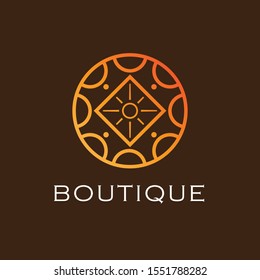 Simple and graceful abstract design template, circle symbol in ornamental ethnic style - emblem for luxury products, hotels, boutiques, jewelry, oriental cosmetics, restaurants, shops 