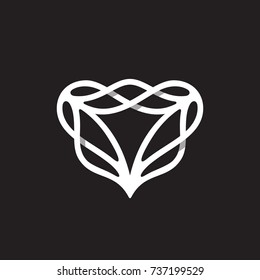 Simple and graceful abstract shield monogram design template, Elegant line art logo design, vector illustration