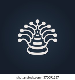 Simple and graceful floral design template, Elegant line art logo design, vector illustration