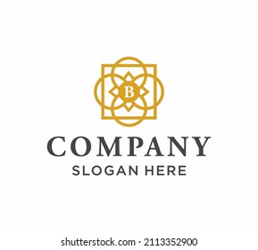 Simple and graceful floral monogram design template, Elegant lineart logo design, vector illustration