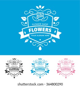 Simple and graceful floral monogram design template, Elegant lineart logo design, vector illustration