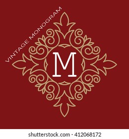 Simple and graceful floral monogram design template, Elegant lineart logo design, vector illustration.