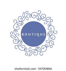 Simple and graceful floral monogram design template, Elegant lineart logo , vector illustration. Logo for boutique, salon, cosmetic