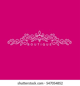 Simple and graceful floral monogram design template, Elegant lineart logo , vector illustration. Logo for boutique, salon, cosmetic