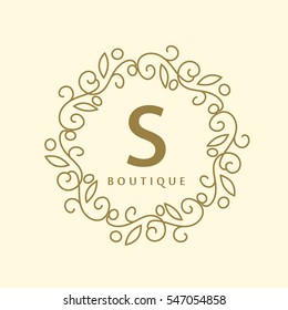 Simple and graceful floral monogram design template, Elegant lineart logo , vector illustration. Logo for boutique, salon, cosmetic