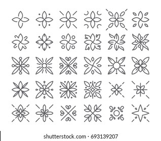 Simple and graceful floral monogram design template, Elegant lineart logo design, vector icon illustration. Modern Style