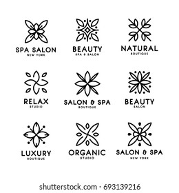 Simple and graceful floral monogram design template, Elegant lineart logo design, vector icon illustration. Modern Style