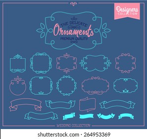 Simple and graceful frame design template, Elegant line logo design, vector illustration. Vintage Premium Styled Ribbons, frames and shapes- Designers Collection