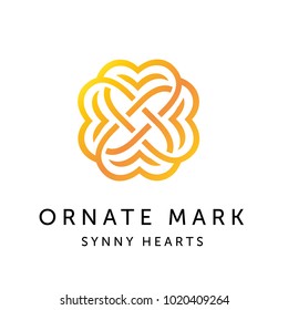 Simple and graceful golden abstract Line art design template, Elegant ornate logo design, vector illustration