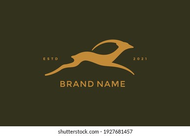 Simple and graceful jumping deer or chamois illustration logo design.