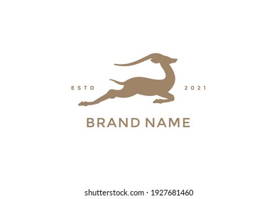 Simple and graceful jumping deer or chamois illustration logo design.