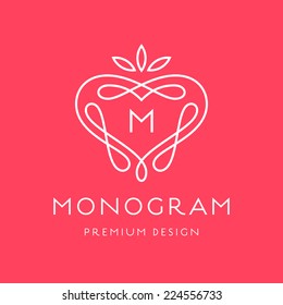 Simple and graceful monogram design template, Elegant lineart logo design, vector illustration