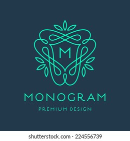 Simple and graceful monogram design template, Elegant lineart logo design, vector illustration