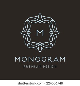 Simple and graceful monogram design template, Elegant lineart logo design, vector illustration